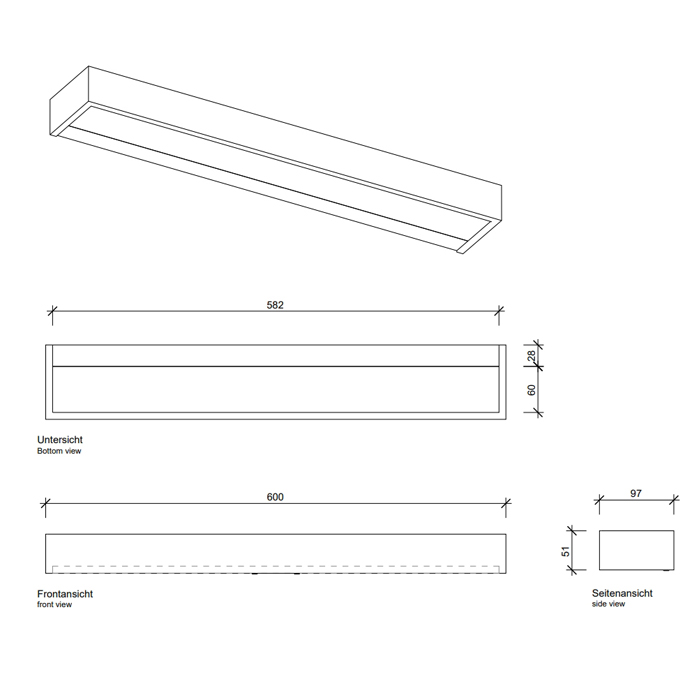 Decor Walther Box 1-60 N LED Светильник на зеркало 60x10x5см, светодиодный, 1x LED 32.8W, цвет: хром