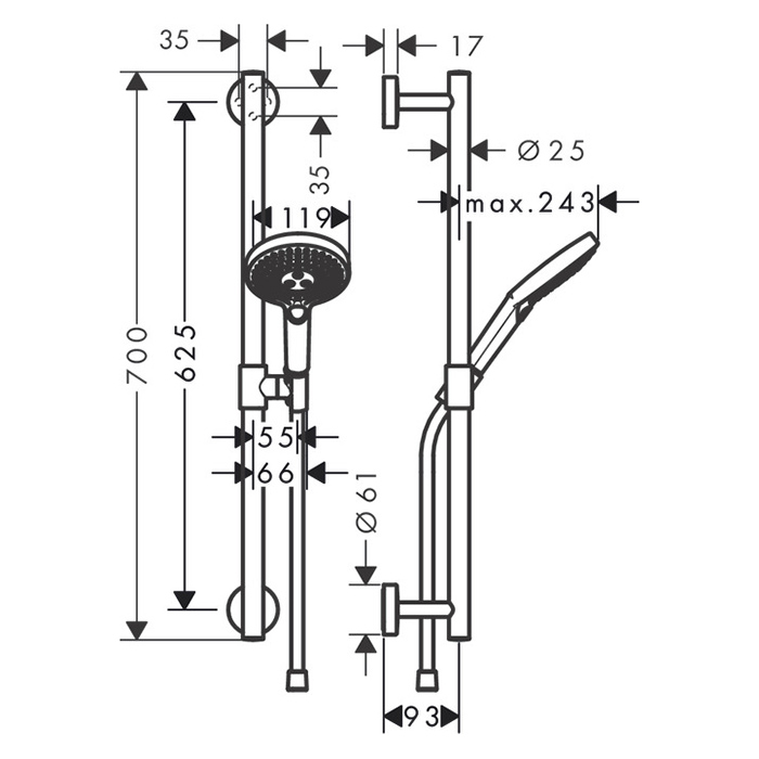 Hansgrohe Raindance Sel.S 120/U'Comfort Душевой гарнитур, 65см., цвет: хром