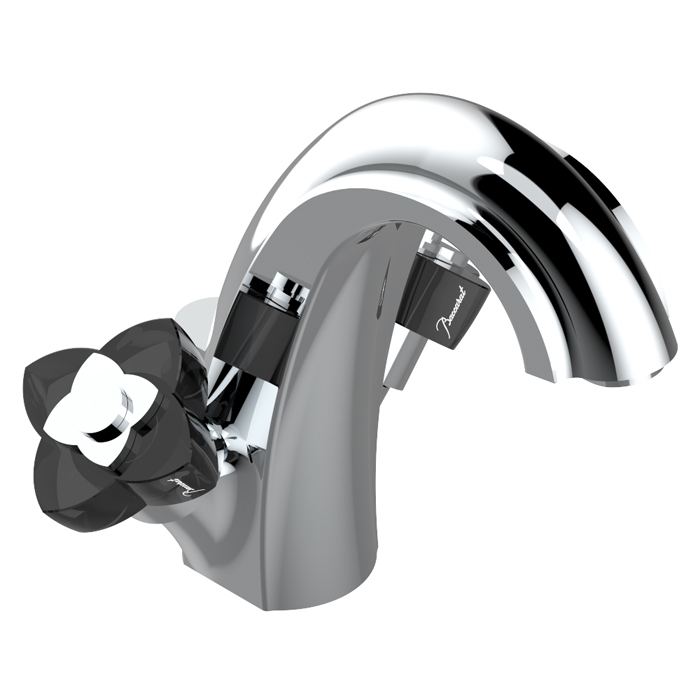 THG Petale de Cristal noir Смеситель для раковины, 1 отв., цвет: хром/черный хрусталь