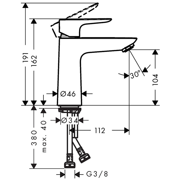 Hansgrohe Talis E Смеситель для раковины, 1 отв., без донного клапана, цвет: шлифованная бронза