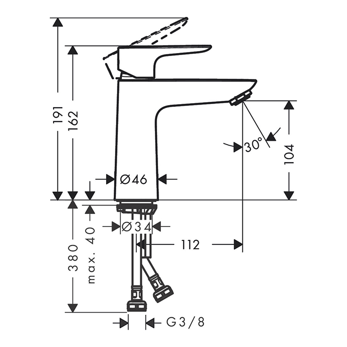 Hansgrohe Talis E Смеситель для раковины, на 1 отв., излив 11.2см, h10.4см, цвет: белый матовый    