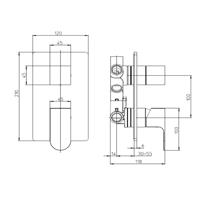 Bossini Gillo Наружная часть монорычажного универсального смесителя GILLO на 2-5 выходов, цвет: хром