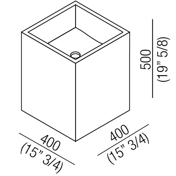 Agape Cube Раковина 40x40x50 см, без отв., со сливом, квадратная, хромированный слив, цвет: натуральный дуб