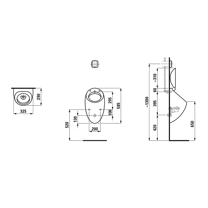 Laufen Alessi One Писуар 32.х29х58.5см, , покрытие LLC, цвет: белый