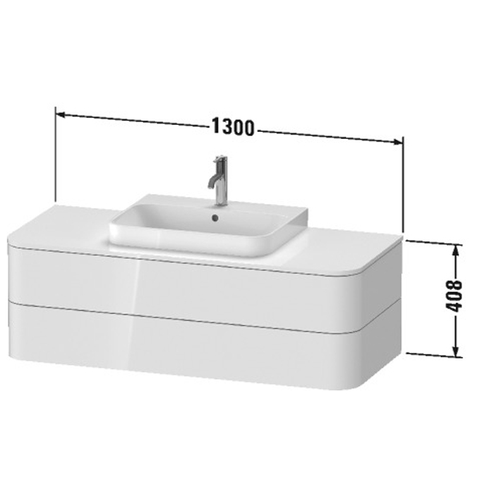 Duravit Happy D.2 Plus Тумба подвесная 130x55х40.8см., с 2 ящиками, цвет: stone grey satin matt