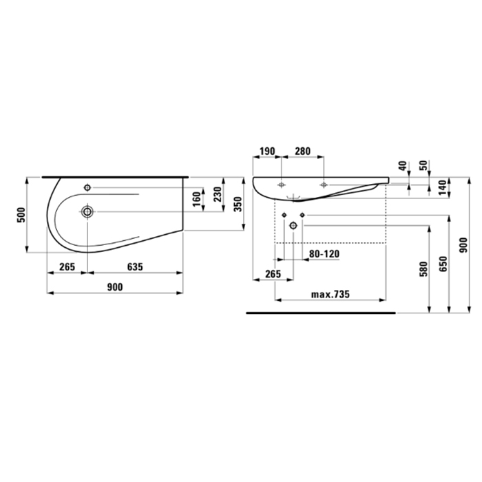 Laufen Alessi One Раковина 90х50х16.5 см, 1 отв., покрытие LLC, цвет: белый