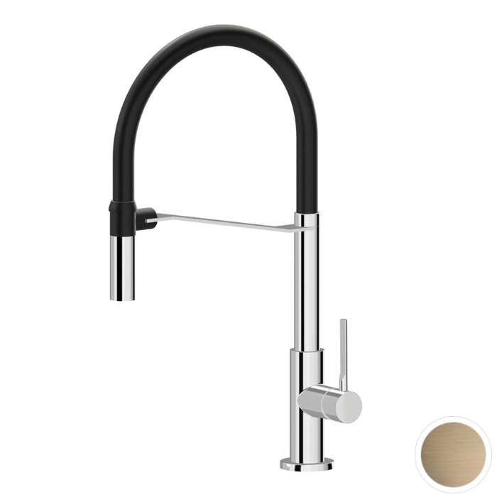 Newform Maki Смеситель для кухни, 1 отв., цвет: Brushed p. Gold/Matt black