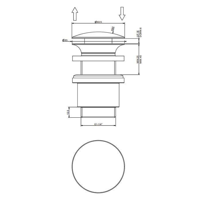 Gessi Донный клапан для раковины Stop&Go 1”1/4, без слива-перелива, цвет: хром