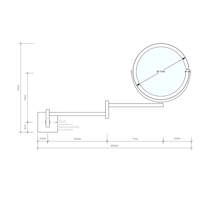 Decor Walther SP 28/2/V Косметическое зеркало 17см, подвесное, увел. 5x, цвет: золото