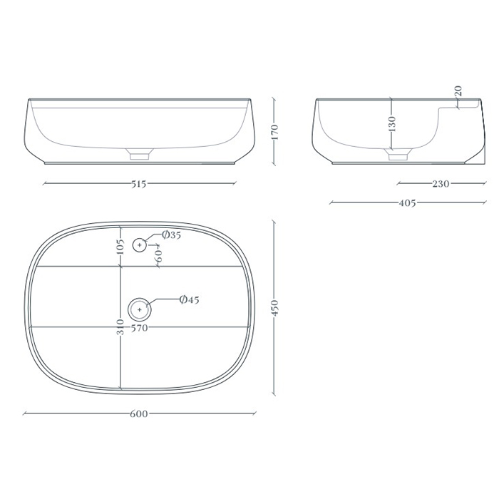 Artceram Whisky 60 Раковина накладная 60х45см., с 1 отв., покрытие saniglaze, цвет: белый