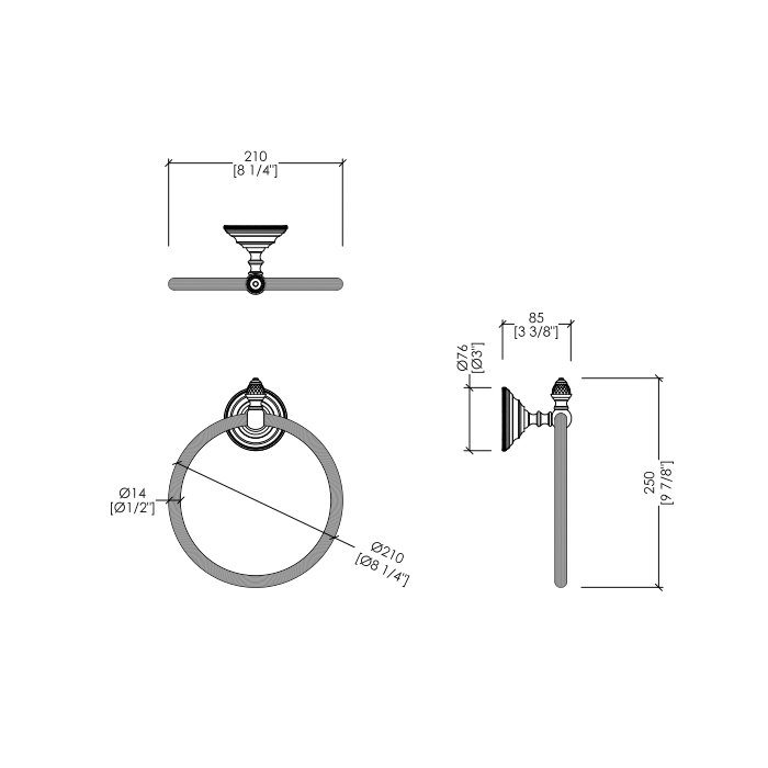 Devon&Devon Diamond Полотенцедержатель - кольцо 21см., подвесной, цвет:  бронза