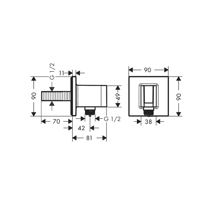 Hansgrohe FixFit E Шланговое подсоединение с душевым держателем, цвет: полированое золото