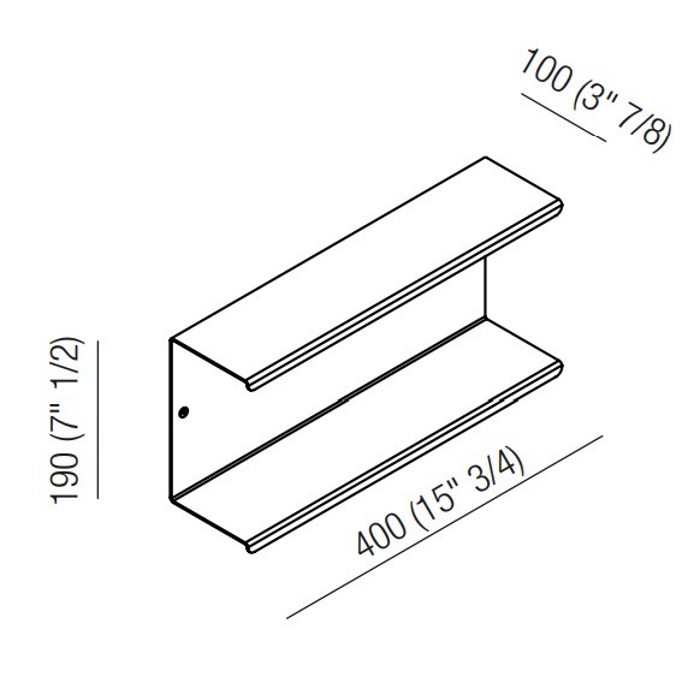 Agape Mach 2 Полка двойная 40х10х19см, подвесной, цвет: черный