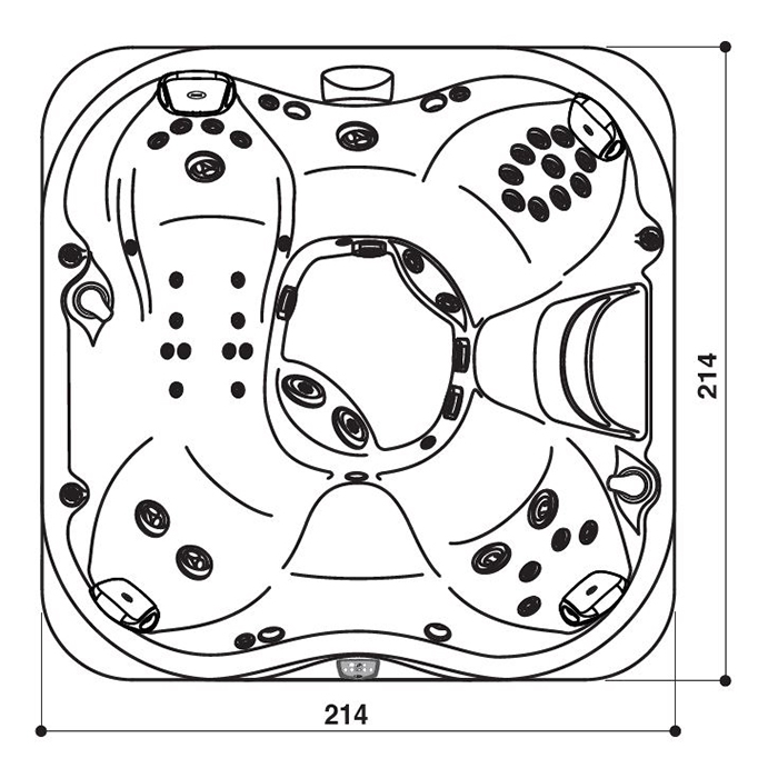 Jacuzzi J355 Минибассейн 214х214х94см, отдельноJacuzzi J355 Минибассейн 214х214х94см, отдельностоящий, панель Smoked Ebony, цвет акрила Midhight