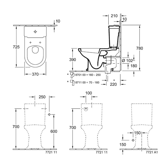 Villeroy&Boch Hommage Унитаз-моноблок 37х72.5х39см., крепеж в комплекте, CeramicPlus, цвет: белый