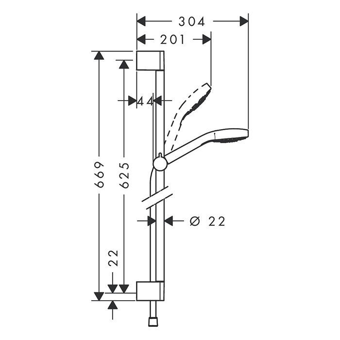 Hansgrohe Croma Select E 1j Uni Душевой гарнитур, с рчным душем, настенный, цвет: хром