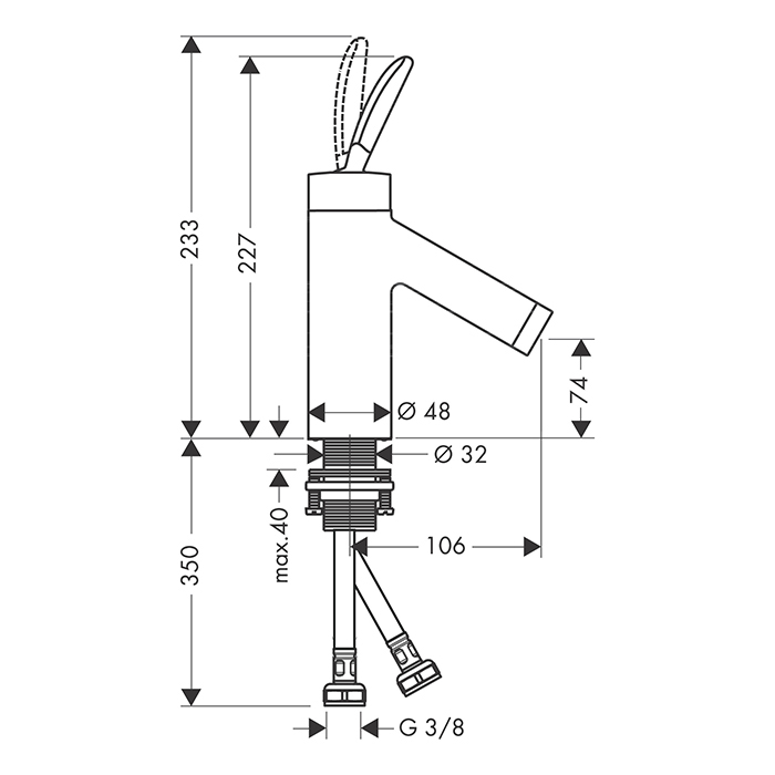 Axor Starck Cмеситель для раковины, на 1 отв, цвет: сталь