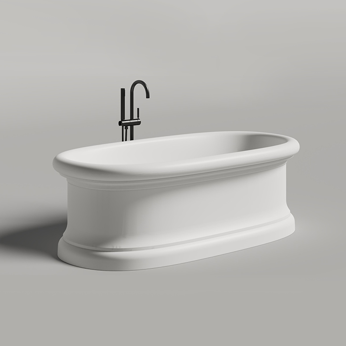 Salini Opera Ванна 180х90х60см., отдельностоящая, S-Stone, с донным клапаном "Up&Down", сифоном, слив-переливом, опорами, цвет: белый матовый