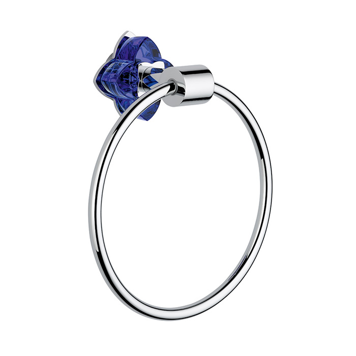 THG Pétale de cristal bleu Полотенцедержатель - кольцо 18см., подвесной, цвет: хром/синий хрусталь