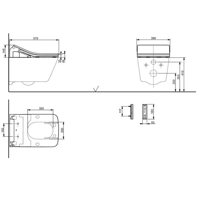 TOTO SP Унитаз подвесной 38x58x33.5см, цвет: белый (аналог CW522EY)