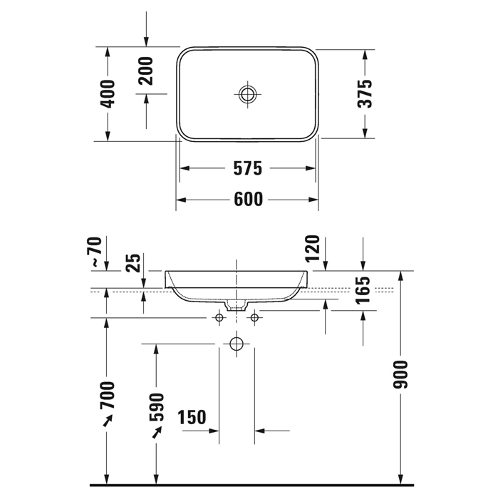 Duravit Happy D.2 Plus Раковина 60х40 см, без отв., без перелива, с выпуском с керамической крышкой, цвет: Anthracite matt