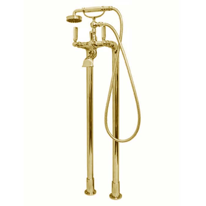 Bossini Liberty Смеситель для ванны, напольный, высота 890 мм, душ лейка Liberty шланг латунь, 150 см ½”FF, цвет: золото