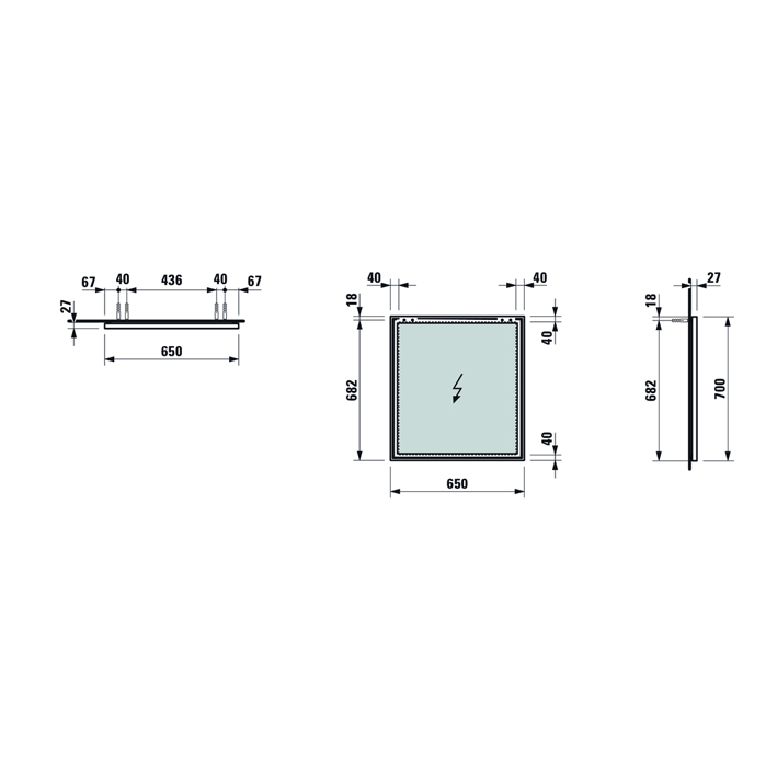 Laufen Frame 25 Зеркало 650х700х25 мм, с алюминиевой рамкой, без подсветки