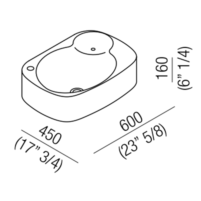 Agape Nivis Раковина 60x45x16 см, 1 отв., цвет: белый