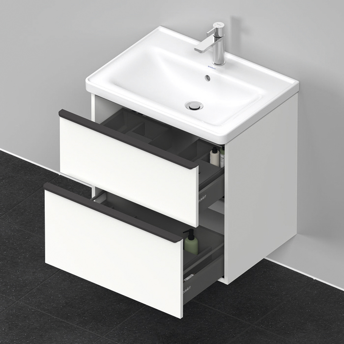 Duravit D-Neo Тумба с раковиной 63.4x45.2хh62.5см., с 2 ящиками, подвесная, цвет: белый матовый