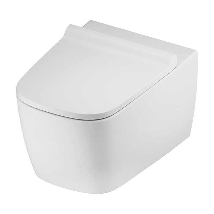 TECEneo Унитаз 54х36см, подвесной, безободковый, смыв Tornado, сиденье slim, цвет: белый