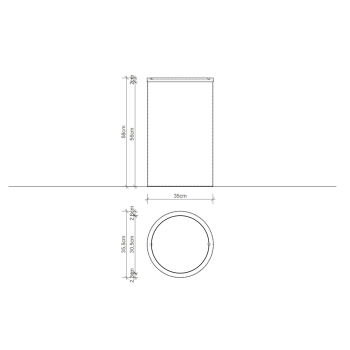 Decor Walther DW 121 Корзина для белья 35xh58см, напольная, цвет: сталь полированная