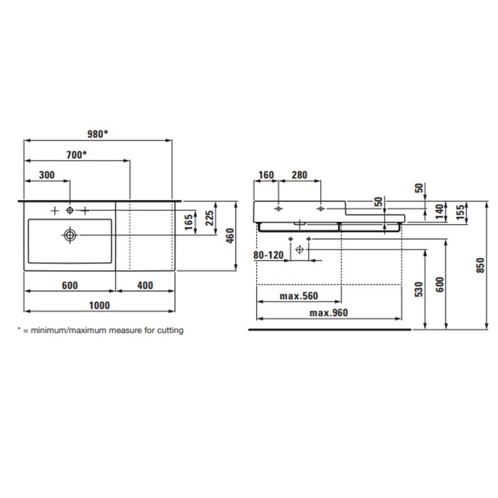 Laufen Living City Раковина 100х46х14 см, 3 отв., цвет: белый