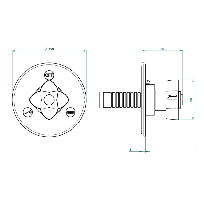 THG Petale De Cristal Noir Переключатель встраиваемый, внешняя часть, цвет: хром