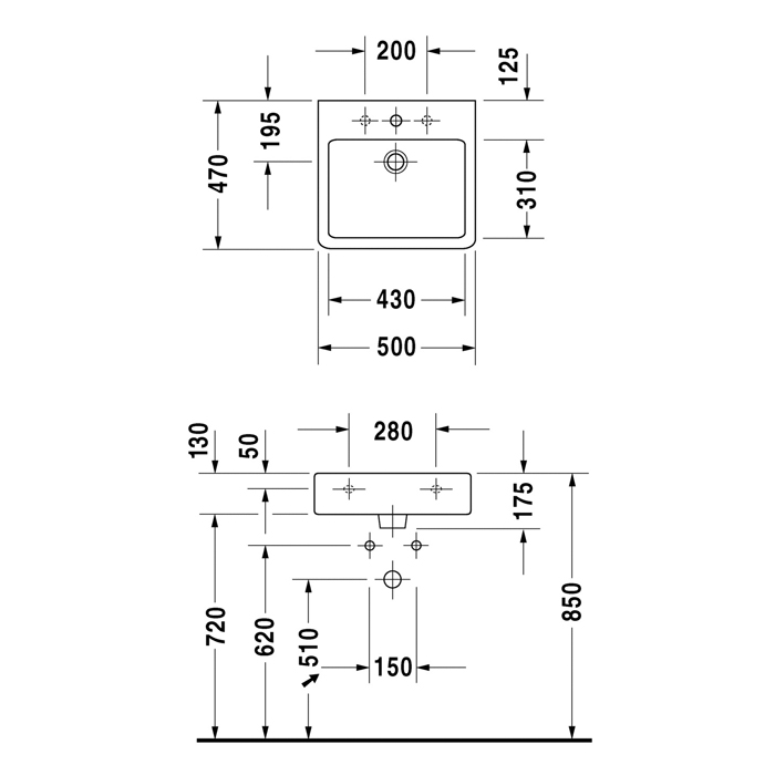 Duravit Vero Раковина накладная 50x47см., с 1 отв., без перелива, шлифованная, цвет: белый