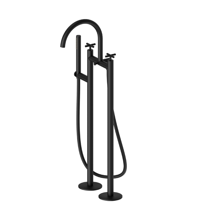 Newform Blink Смеситель для ванны, напольный, с ручным душем, цвет: черный матовый