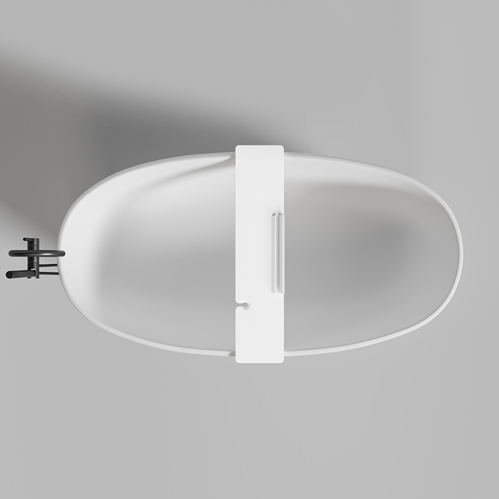 Salini Gabbiano Полка для ванны Gabbiano 900х200х72 мм. установка на отдельностоящие ванны шириной до 870 мм, S-Stone, цвет: матовый белый