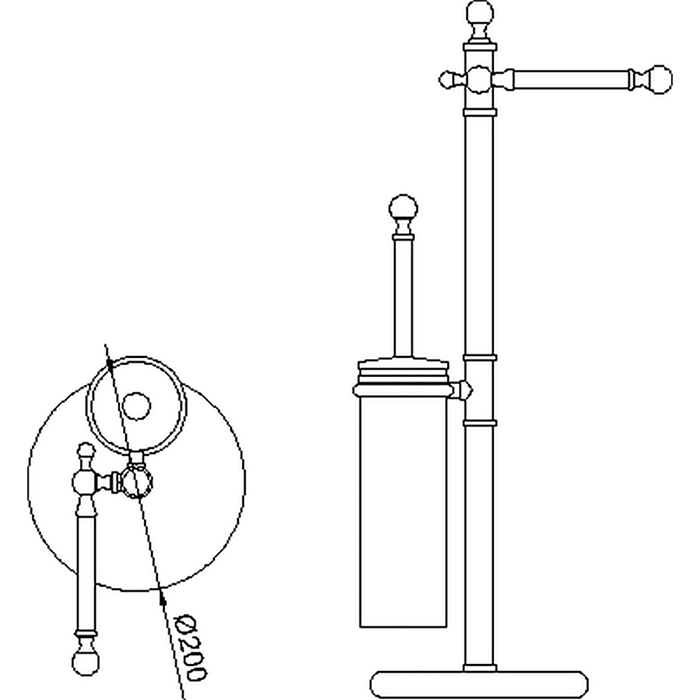 CISAL Arcana Напольная стойка с ершиком и держателем т/б, цвет: золото