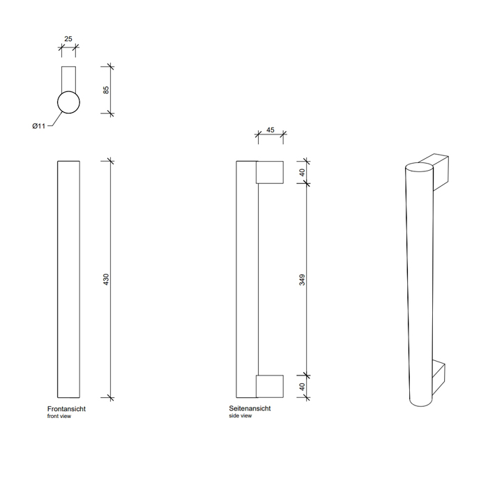 Decor Walther Tube HTE444 Полотенцедержатель 43см, вертикаьный, подвесной, цвет: хром