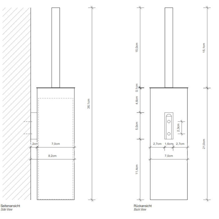 Decor Walther Corner WBD N Туалетный ершик, подвесной, цвет: черный матовый