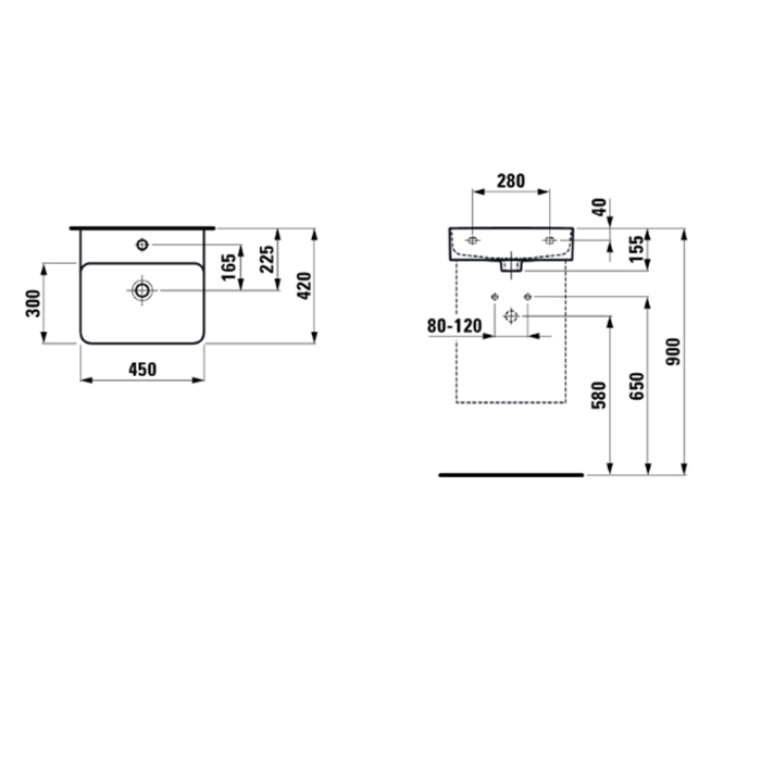 Laufen VAL Раковина 45х42х15.5 см, 1 отв., покрытие LLC, цвет: белый