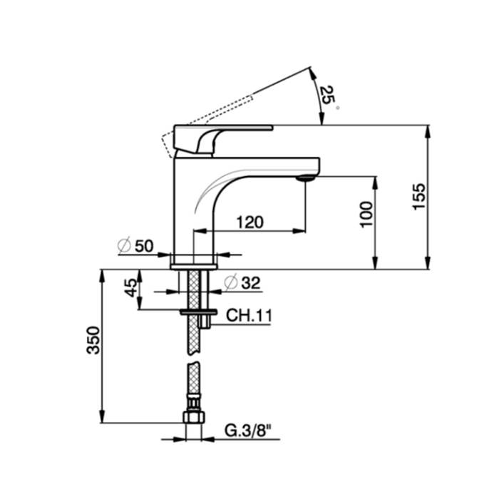 Cisal Alma Смеситель для раковины, на 1 отв., цвет: хром
