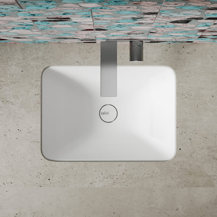 Salini Marea 06 Раковина врезная снизу 55х40х13.4cм., без отв., без перелива, мат-л: S-Sense, цвет: белый