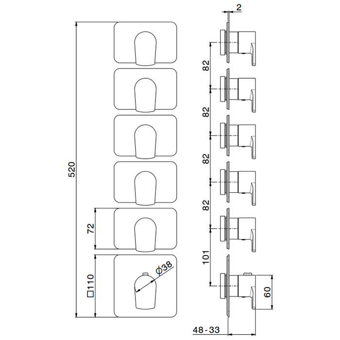 Newform Haka Смеситель для душа, термостатический, на 5 потоков, цвет: белый матовый