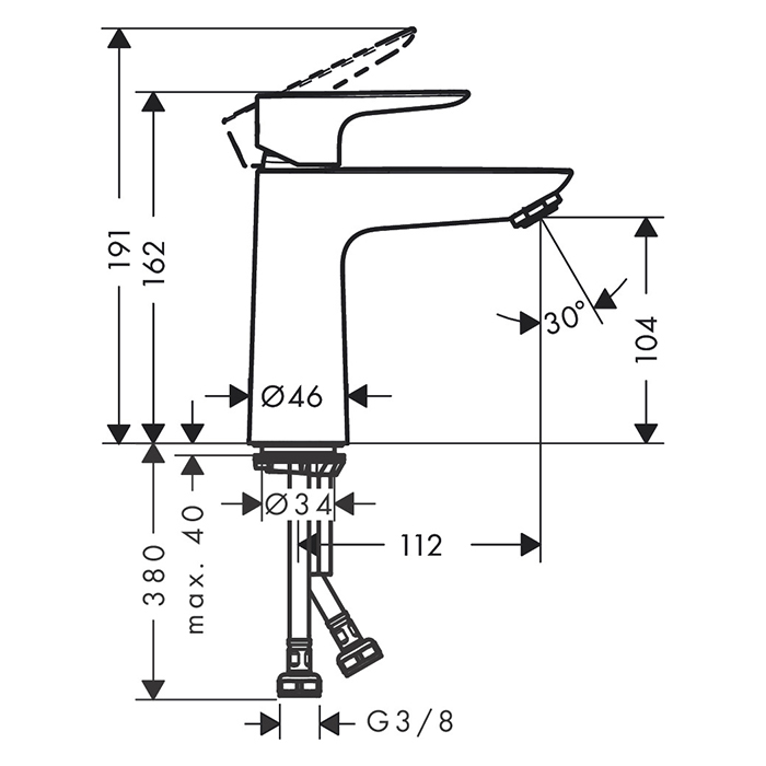 Hansgrohe Talis E Смеситель для раковины, на 1 отв., цвет: шлифованая бронза