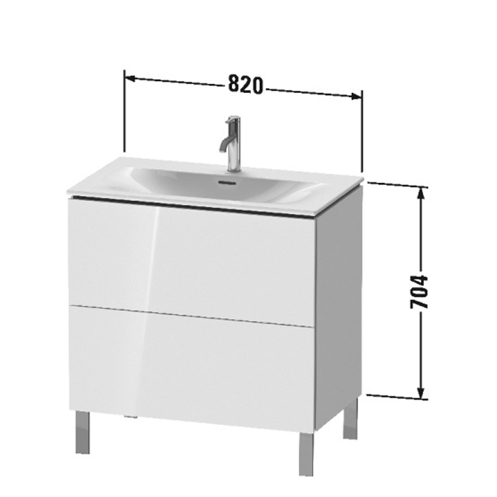 Duravit L-Cube База напольная 82x48.1x70.4см с раковиной, 2 ящика, цвет: глянцевый белый