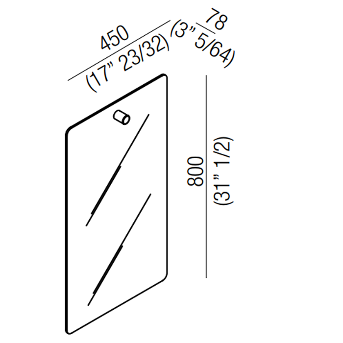 Agape Dot line Прямоугольное зеркало, 80x45см, с полированной кромкой, цвет: черный