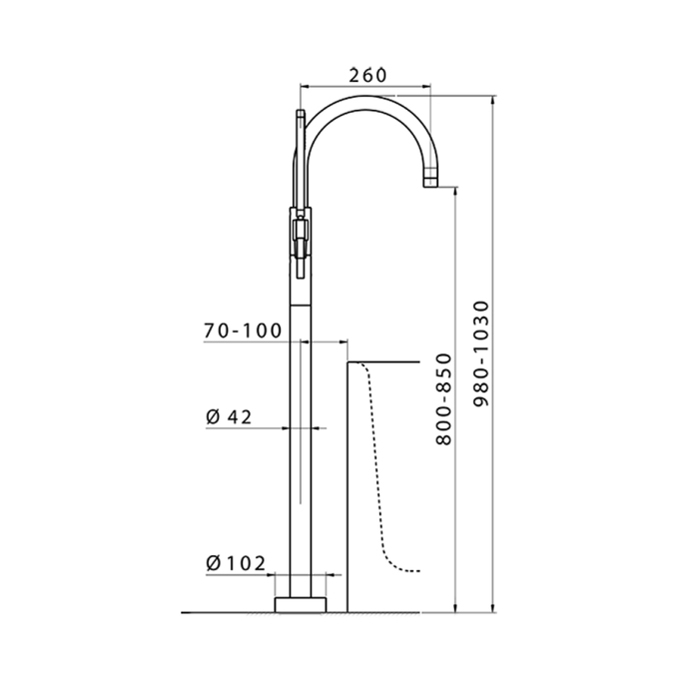 Cisal LineaViva Смеситель для ванны, напольный, с ручным душем, цвет: хром