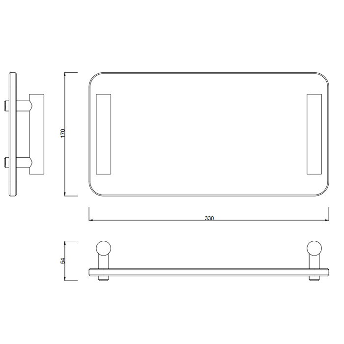 Decor Walther Bar Tab Поднос с ручками, стеклянный, настольный, цвет: хром / прозрачное стекло