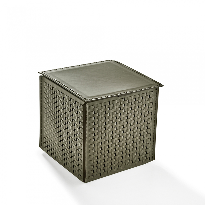 3SC Hilton Контейнер с крышкой 16х16х16см., настольный, плетеная кожа, цвет: Fango