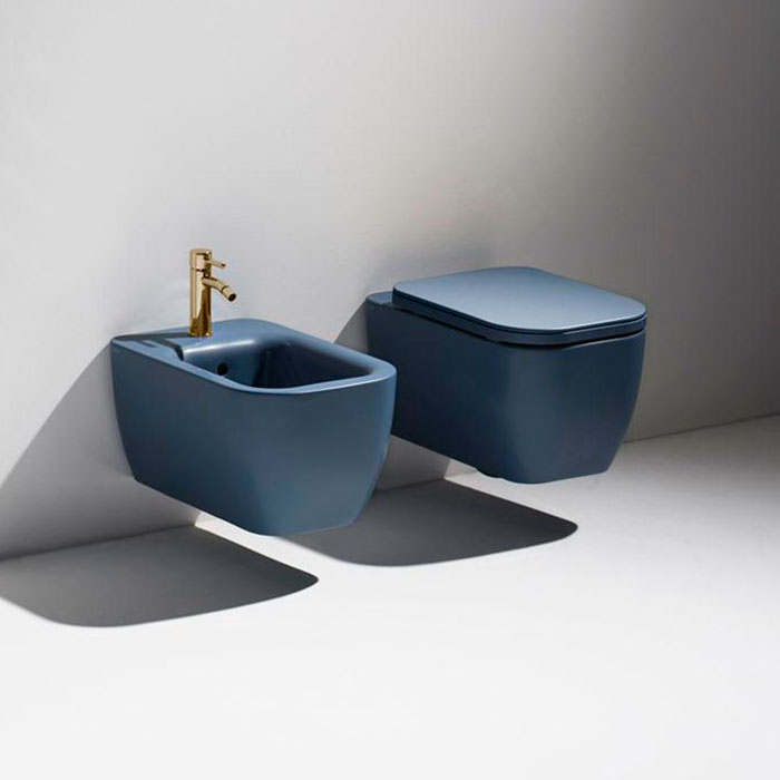 Simas Henges Унитаз подвесной 38х55см., безободковый, цвет: navy matt